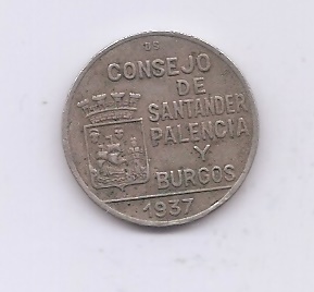 CONSEJO DE SANTANDER, PALENCIA Y BURGOS DEL AÑO 1937 DE 1 PESETA